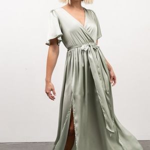 Baltic Born Sage Sicily Satin Maxi Dress Size XL NWT  *missing tie*